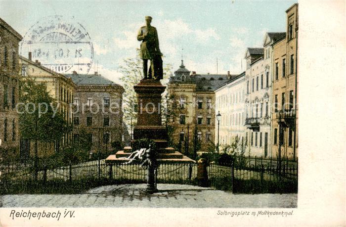 Reichenbach Vogtland Solbrigplatz mit Moltkedenkmal