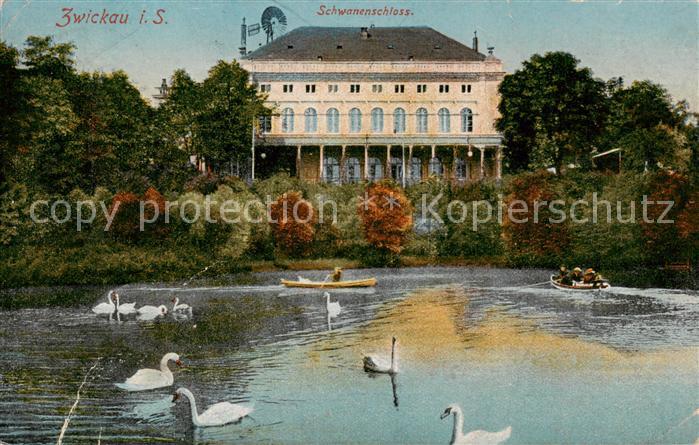 Zwickau  Sachsen Schwanenschloss mit Teich