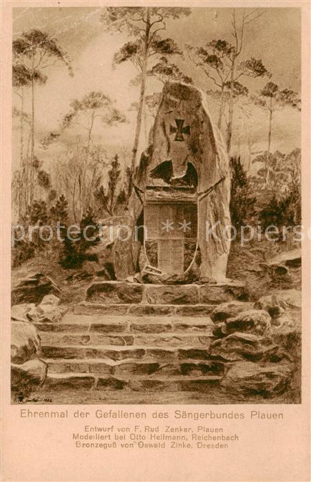 Plauen  Vogtland Ehrenmal der Gefallenen des Saengerbundes Plauen