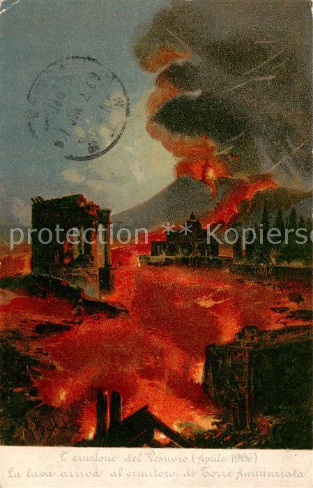 Napoli Neapel IT Eruzione dei Vesuvio Aprile 1906 La Lava arriva al cimitero di