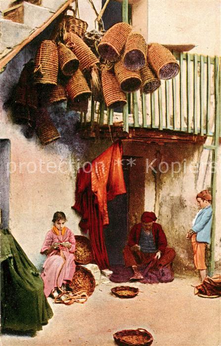 Taormina Sicilia IT Korbmacher Motiv Kuenstlerkarte