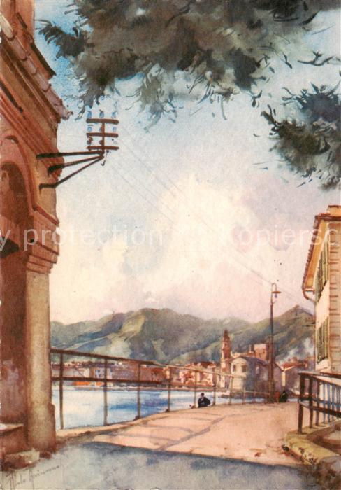 Rapallo IT Via Avenaggi e ponte sul Torrente Tuja Carta artista