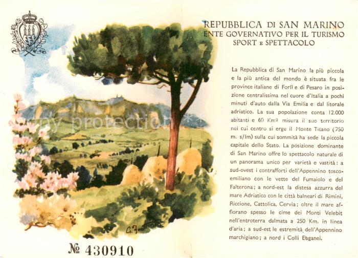 San Marino Repubblica Panorama Carta Artista