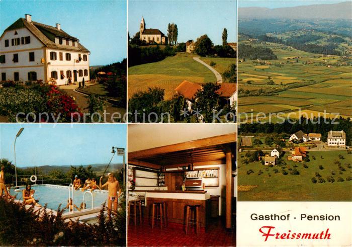 Studenzen Gasthof Pension Freissmuth Schwimmbad Gaststube Kirche Panorama