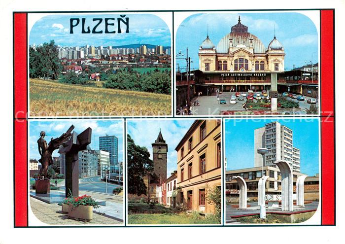 Plzen Pilsen Pohled k sidlisti Lochatin Gottwaldovo nadrati Charkovske nabrezi V