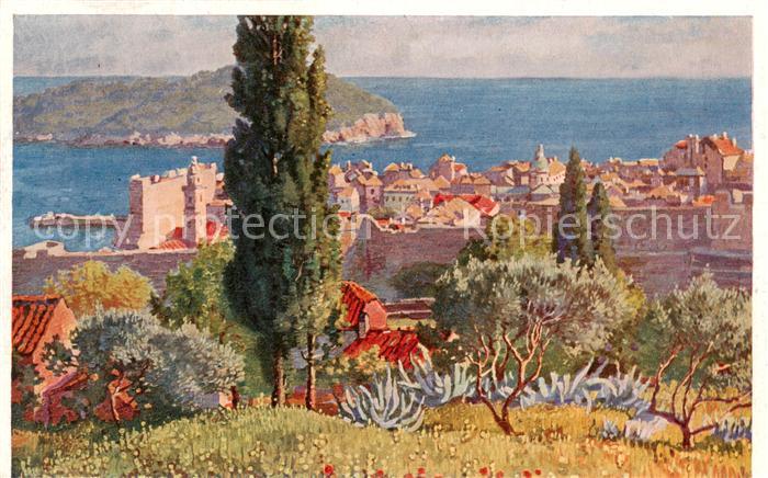 Dubrovnik Ragusa Vue prise du Nord Est et ile Lacroma