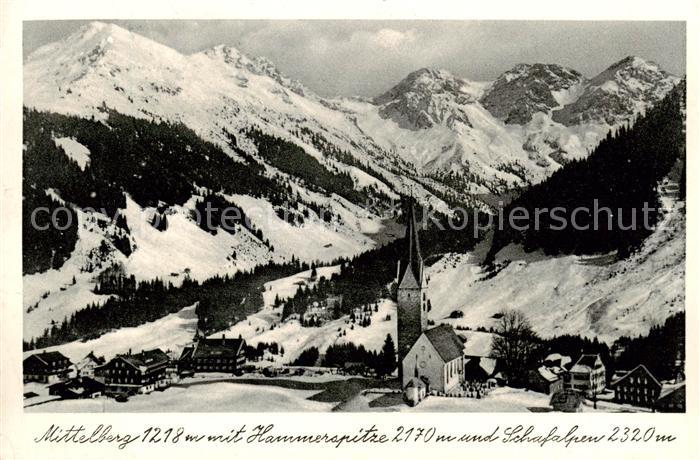 Mittelberg Kleinwalsertal AT mit Hammerspitze und Schafalpen