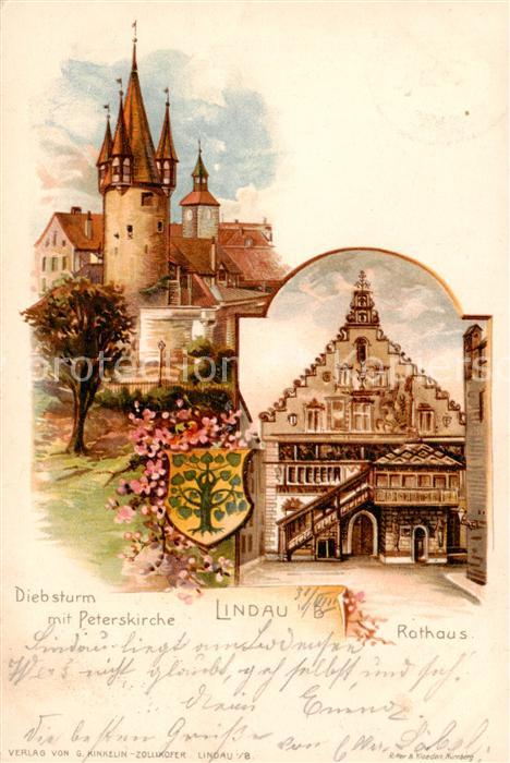 Lindau Bodensee Diebsturm mit Peterskirche Rathaus