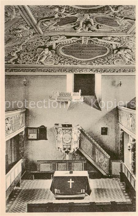 Burg Greifenstein Westerwald Schlosskirche Inneres mit Altar und Kanzel