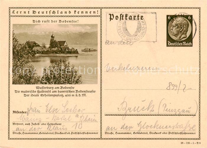 Wasserburg Bodensee Panorama mit Kirche