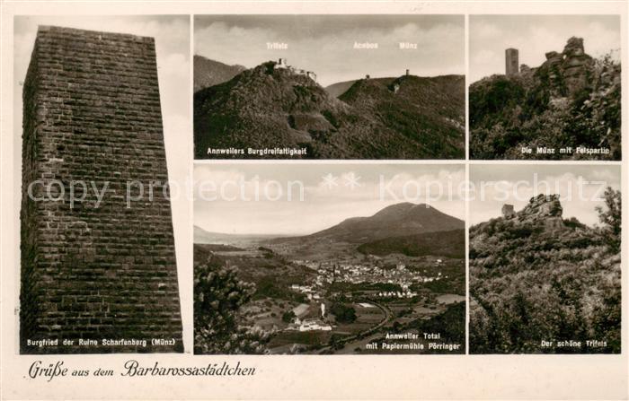 Annweiler Trifels Bergfried der Ruine Scharfenberg Burgdreifaltigkeit Die Muenz