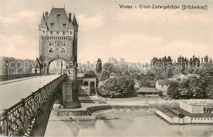 Worms Rhein Ernst Ludwigsbruecke Brueckenkopf