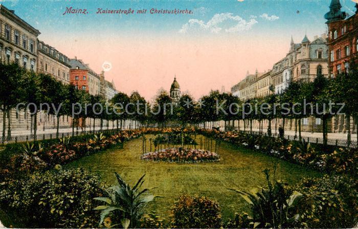 Mainz  Rhein Kaiserstrasse mit Christuskirche Feldpost