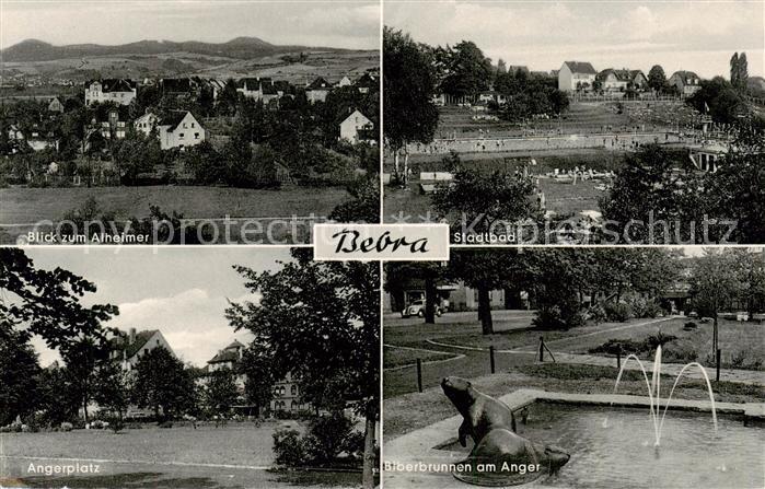 Bebra Blick zum Alheimer Stadtbad Angerplatz Biberbrunnen am Anger