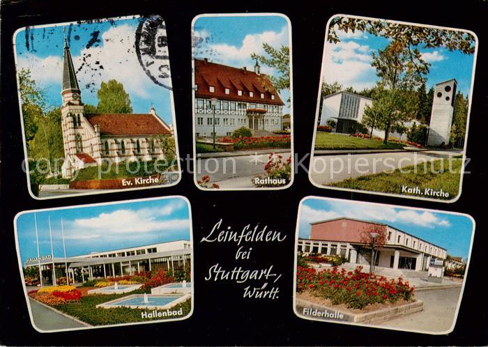 Leinfelden-Echterdingen Ev Kirche Rathaus Kath Kirche Hallenbad Filderhalle
