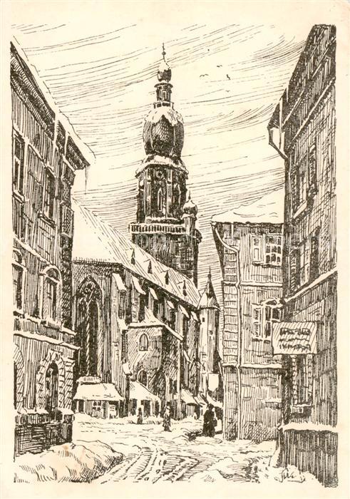 Heidelberg Neckar Kirche Zeichnung