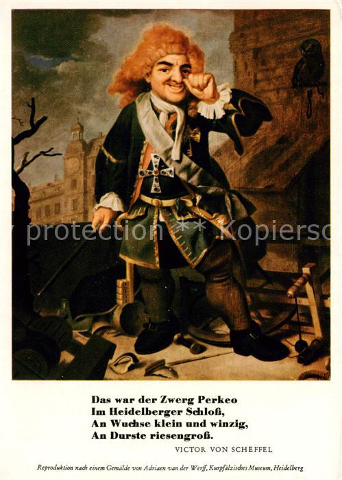 Heidelberg Neckar Der Hofnarr Zwerg Perkeo im Heidelberger Schloss Gemaelde