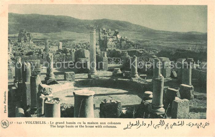 Volubilis Maroc Le grand bassin cu la maison aux colonnes