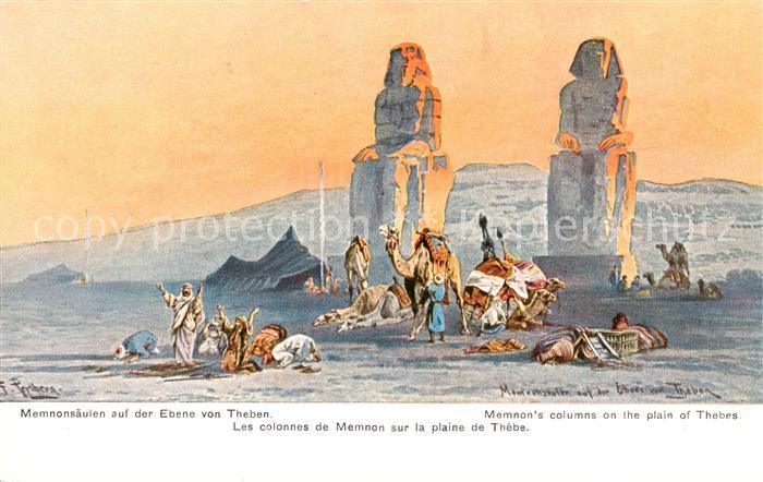 Theben  Egypt Memnonsaeulen auf der Ebene von Theben Kuenstlerkarte Serie 672 ae