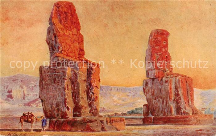 Thebes  Theben Egypt Les Colosses de Thèbes Kuenstlerkarte