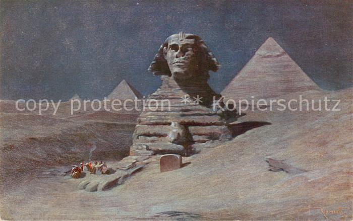 Gizeh Giza Egypt Sphinx Kuenstlerkarte