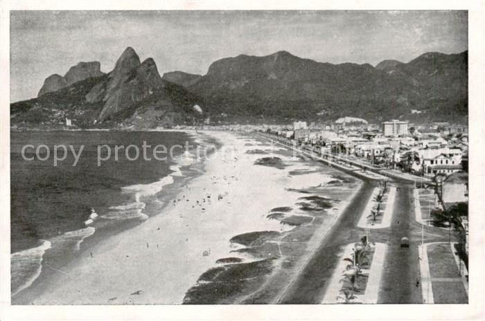 Rio de Janeiro Ipanema Beach with the Two Brothers and Gavea on the background