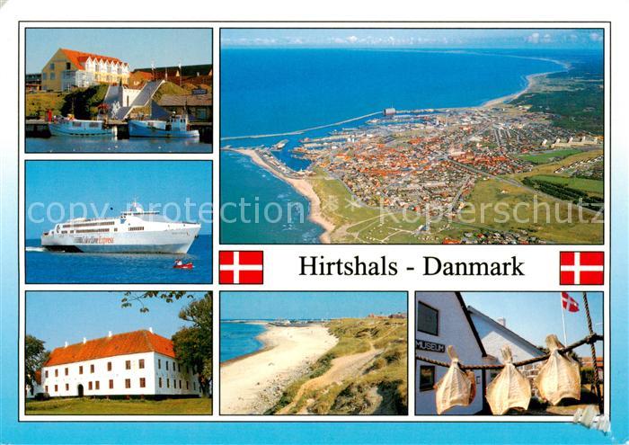Hirtshals DK Fliegeraufnahme Strand Ozeandampfer Teilansichten