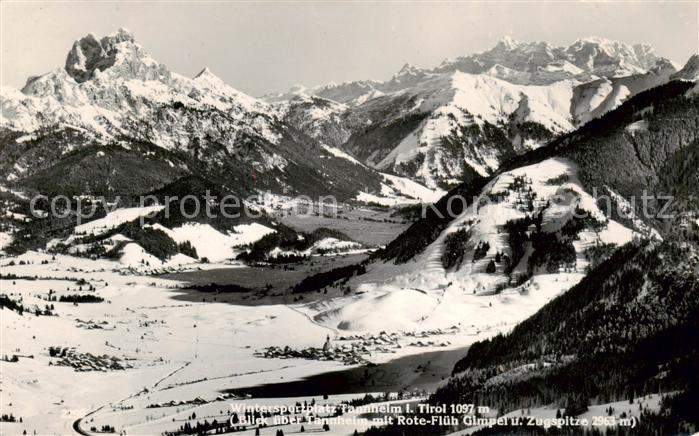 Tannheim Tirol AT Panorama mit Rote Flueh Gimpel und Zugspitze