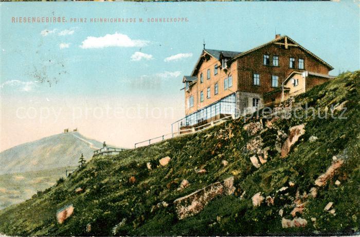 Riesengebirge Krkonose Karkonosze Prinz Heinrich Baude mit Schneekoppe