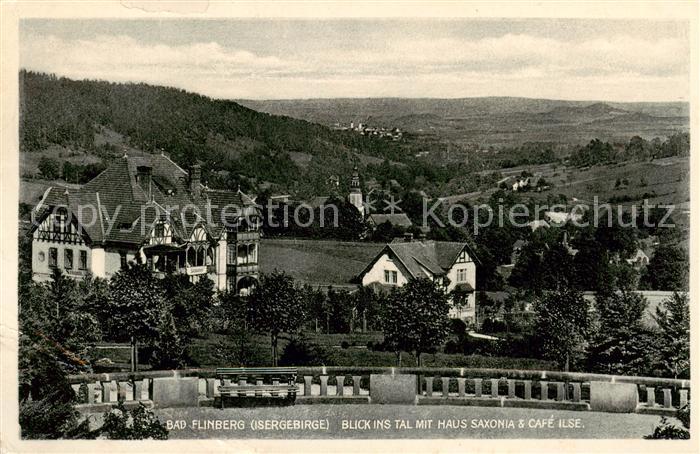 Bad Flinsberg Swieradow Zdroj PL Blick ins Tal mit Haus Saxonia und Cafe Ilse