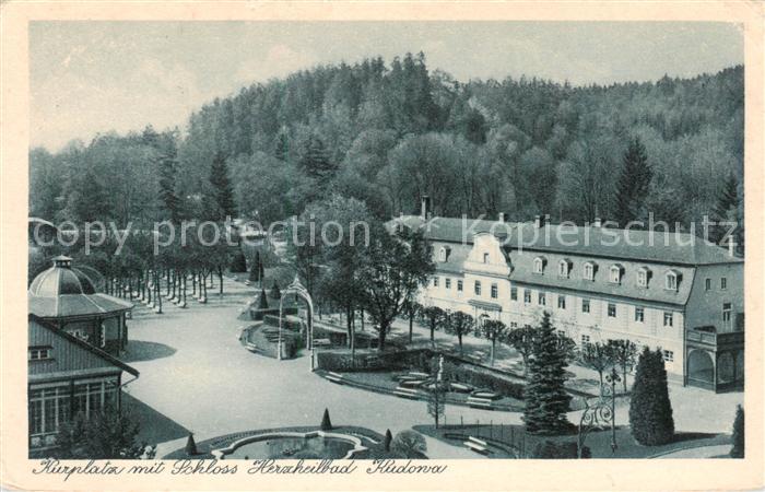Kudowa-Zdroj Bad Kudowa Niederschlesien Kurplatz mit Schloss