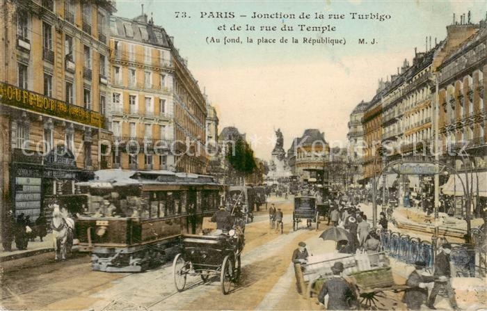 Paris 75 Jonction de la rue Turbigo et de la rue du Temple Feldpost