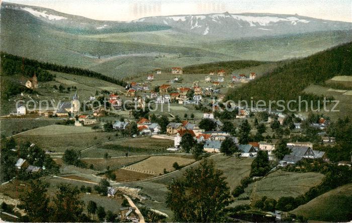 Krummhuebel Karpacz Riesengebirge PL Panorama mit Hochgebirge