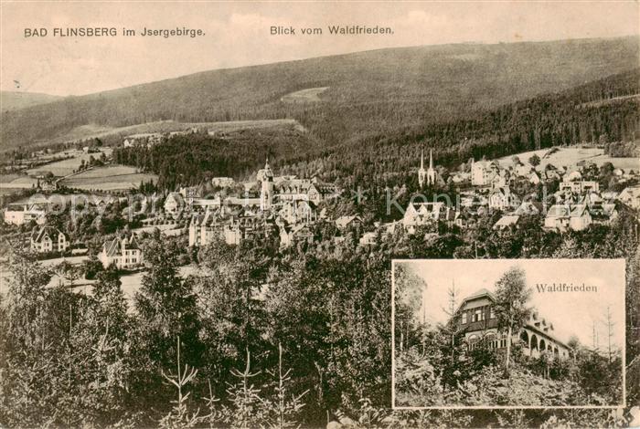 Bad Flinsberg Swieradow Zdroj PL Isergebirge Panorama mit Waldfrieden Feldpost