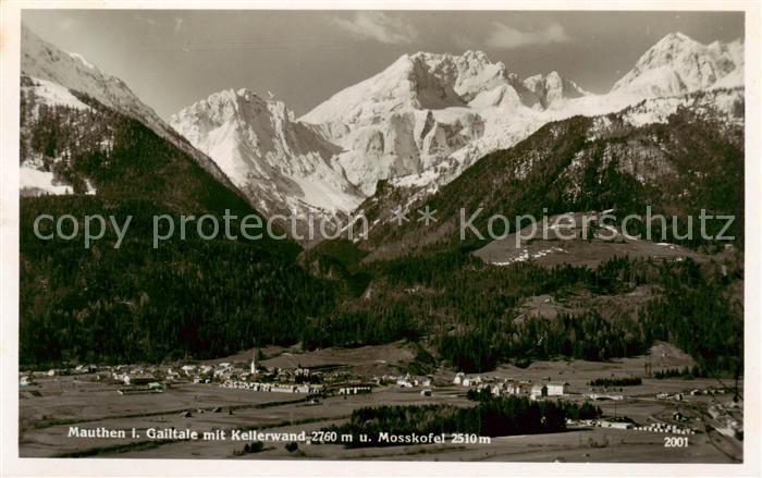 Mauthen Koetschach-Mauthen im Gailtal mit Kellerwand und Mosskofel