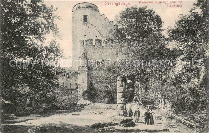 Sobieszow Burgruine Kynast Turm mit Staupsaeule