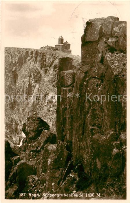 Schneegrubenbaude Riesengebirge PL Hochgebirgsbaude Felsen