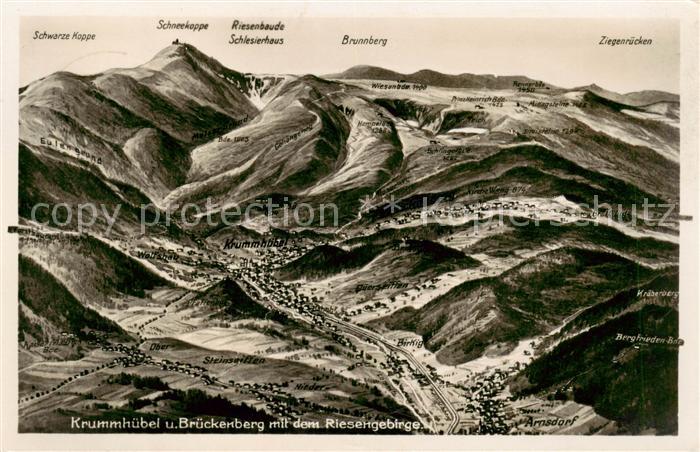 Krummhuebel Karpacz Riesengebirge PL und Brueckeberg Panorama