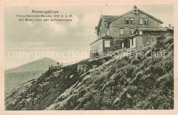 Riesengebirge Krkonose Karkonosze Prinz Heinrich Baude mit Schneekoppe
