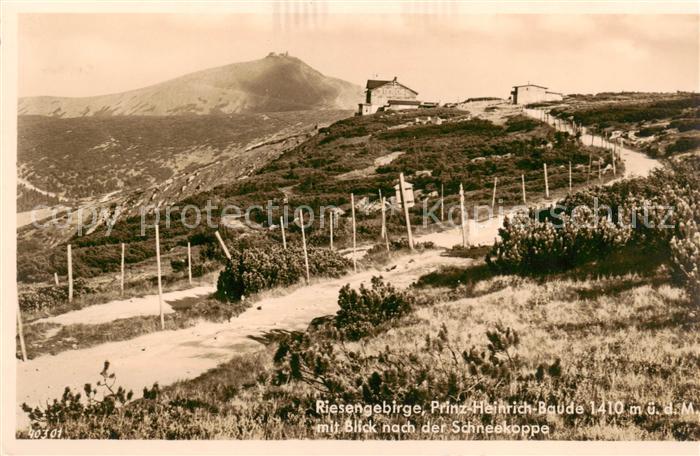 Riesengebirge Krkonose Karkonosze Prinz Heinrich Baude mit Schneekoppe