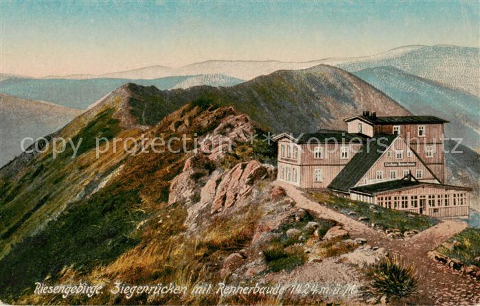 Riesengebirge Krkonose Karkonosze Ziegenruecken mit Rennerbaude