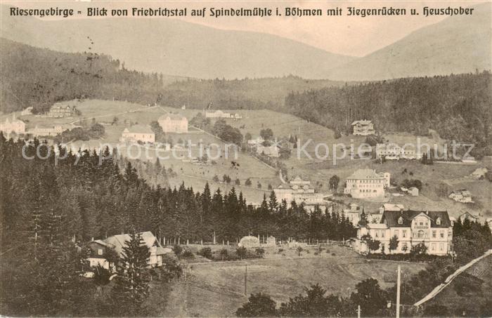 Riesengebirge Krkonose Karkonosze Blick von Friedrichstal auf Spindelmuehle mit