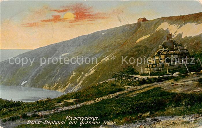 Riesengebirge Krkonose Karkonosze Donat Denkmal am grossen Teich