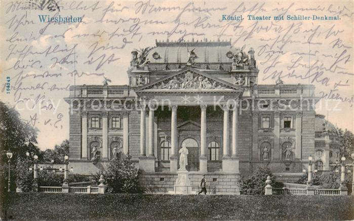 Wiesbaden Koenigliches Theater mit Schillerdenkmal