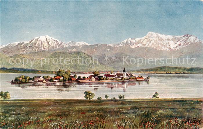 Herrenchiemsee Bayern mit Fraueninsel Serie 8/4 Oberbayern und Salzkammergut Kue