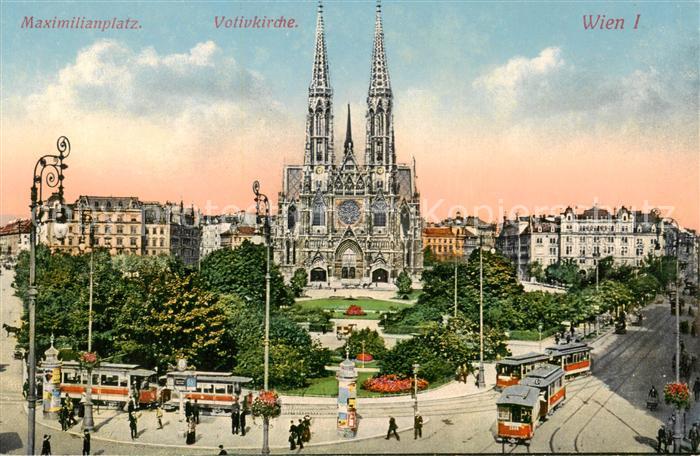 Wien AT Maximilianplatz Votivkirche Strassenbahn