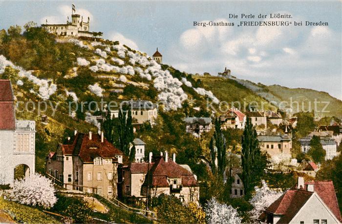 Dresden Elbe Berggasthaus Friedensburg Die Perle der Loessnitz Stempel