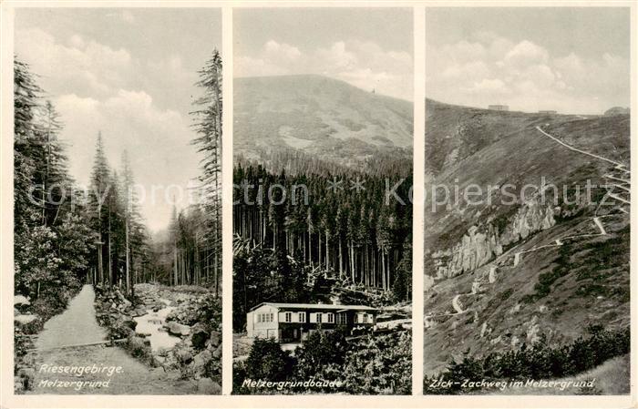 Riesengebirge Krkonose Karkonosze Melzergrund Metzergrundbaude Zick Zackweg im M