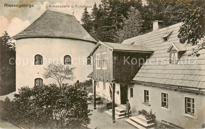 Hirschberg  Jelenia Gora Riesengebirge PL Annakapelle und Forsthaus