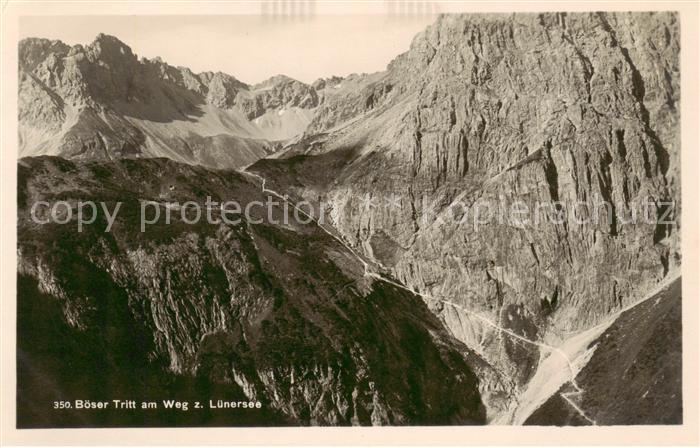 Luenersee 1969m Vorarlberg AT Boeser Tritt am Weg zum Luenersee